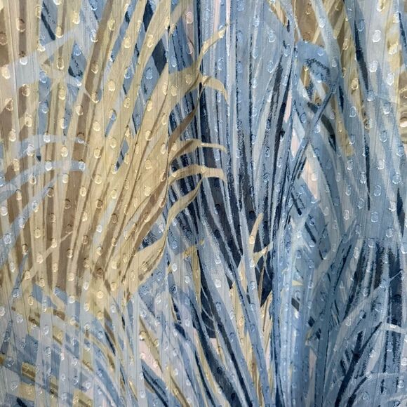 Chico's Swiss Dot Textured Sheer Blue and Green Grass Fairy Blouse size 2 (M) - Picture 7 of 9